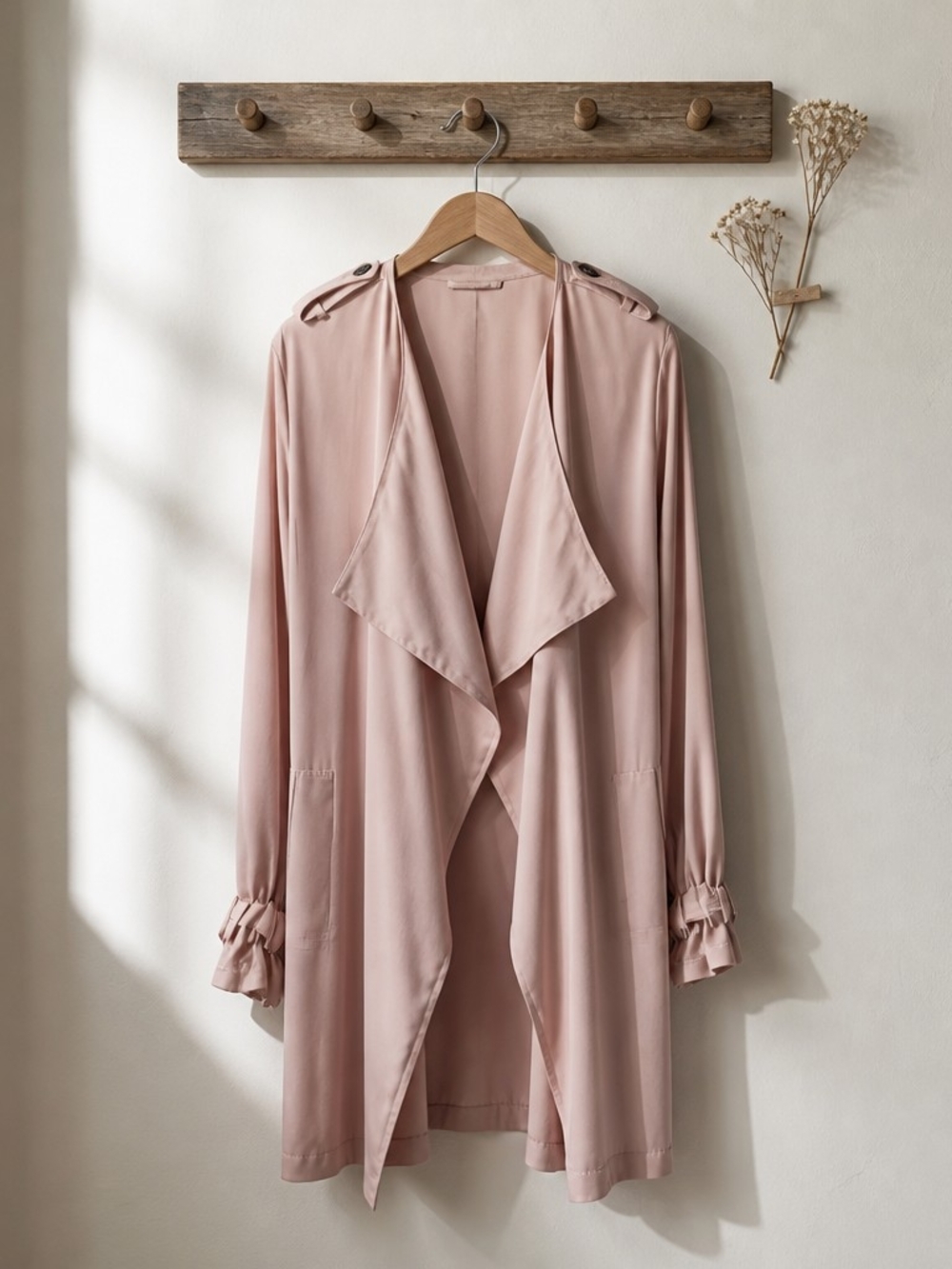 Love Tree Dusty Blush Open Front Duster/Jacket Size Small